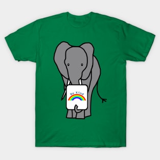 Gray Elephant says Be Kind with Rainbow T-Shirt